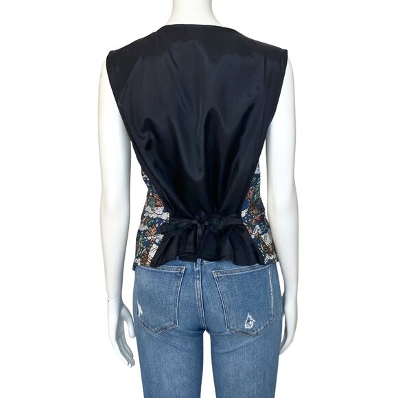 Vintage 90s Christmas Village Embroidered Cottagecore Retro Vest Large Kitschy - Picture 5 of 12